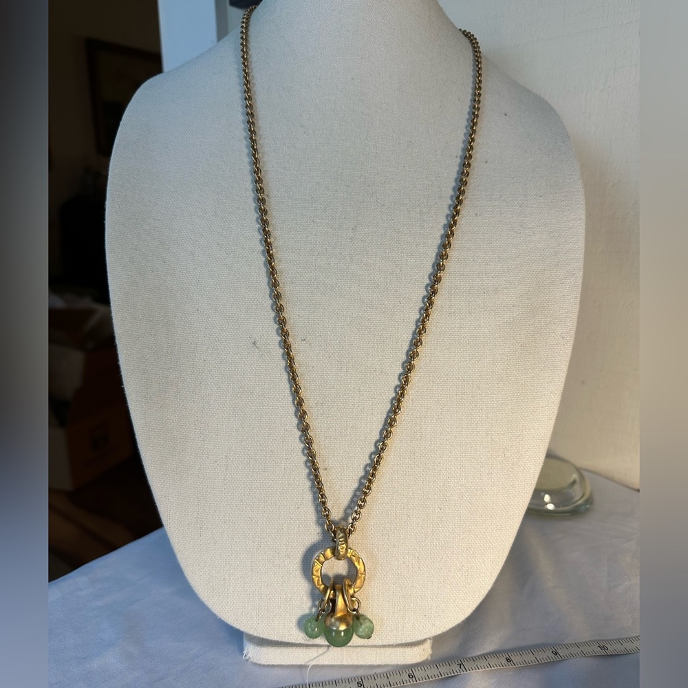 Long minimalist goldtone pendant necklace